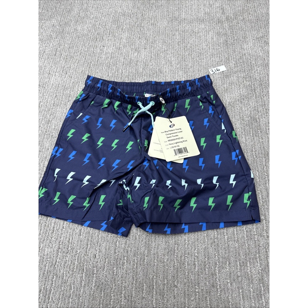 Rokka & Rolla Youth Large Swim Trunks Color Navy Lightning #316 - Picture 3 of 16
